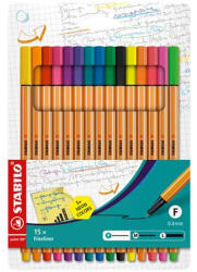 STABILO Tűfilc készlet, 0, 4 mm, STABILO "Point 88", 10+5 különböző szín (8815-1) - kreativjatek