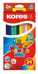 Kores Színes ceruza készlet, háromszögletű, jumbo, KORES "Kolores Jumbo", 24 különböző szín (93524) - kreativjatek