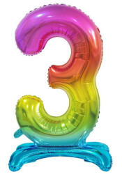 Számok Színes Rainbow 3-as szám fólia lufi talppal 74 cm (MLG129038)