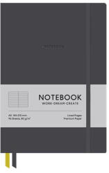 Shkolyaryk Publishing House Jegyzetfüzet, A5, vonalas, 96 lap, keményfedeles, műbőr borító, SHKOLYARYK "Genius", sötétszürke (SB7126L) - kreativjatek