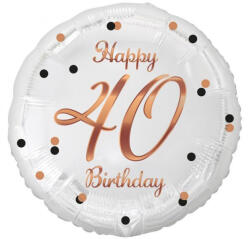  Happy Birthday 40 B&C White fólia lufi 36 cm (MLG155730) - kreativjatek