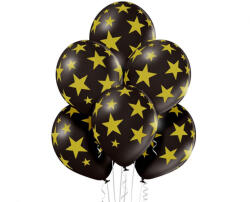  Csillagos Black Star léggömb, lufi szett 6 db-os 30 cm (12 inch) (MLG000313)