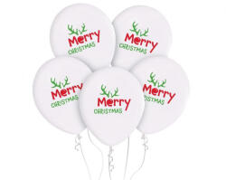  Karácsonyi Antler léggömb, lufi 5 db-os 12 inch (30cm) (MLG177879)