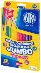 Astra Színes ceruza ASTRA Jumbo hengeres hegyezővel + arany/ezüst 12 színű