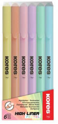 Kores Szövegkiemelő készlet, 0, 5-5 mm, KORES, 6 különböző pasztell szín (36246) - kreativjatek