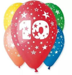  Színes számos lufi, csillagos 5 darabos - 10 (138992)
