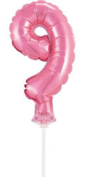  Rózsaszín 9-es Pink szám fólia lufi tortára 13 cm (MLG113686)