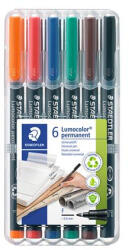 STAEDTLER Alkoholos marker készlet, OHP, 0, 6 mm, STAEDTLER "Lumocolor® 318 F", 6 különböző szín (TS318WP6) - kreativjatek