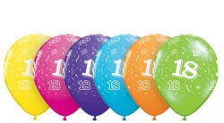 Boldog Születésnapot Színes Happy Birthday 18 Pastel Mix léggömb, lufi 6 db-os 11 inch (28cm) (MLG178600)
