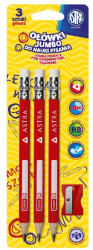 Astra Grafitceruza ASTRA Jumbo radíros háromszögletű HB 3 darabos ajándék hegyezővel