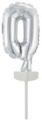  Ezüst Silver 0-ás szám fólia lufi tortára 13 cm (DPA9912684) - kreativjatek