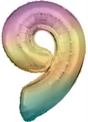  Színes Pastel Rainbow óriás szám fólia lufi 9-es, 83 cm (DPA9909707) - kreativjatek