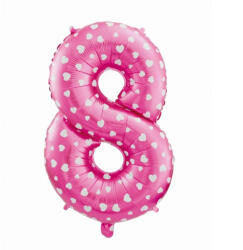  Rózsaszín Pink with Hearts 8-as szám fólia lufi 61 cm (MLG105988) - kreativjatek