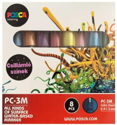 uni Filctoll UNI Posca PC-3M csillám színek 8 db/készlet (2UPC3MLCSKL) - kreativjatek