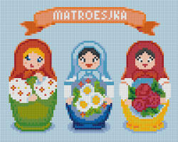 Pixelhobby 804391 Matryoshka babák (25, 4x20, 3cm) 4 alaplapos szett (804391)