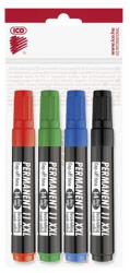 ICO Alkoholos marker készlet, 1-3 mm, kúpos, ICO "Permanent 11 XXL", 4 különböző szín - kreativjatek