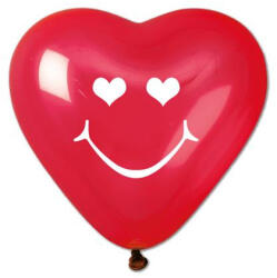 Corwell Léggömb, 40 cm, szív alakú, smiley, piros (CRS17-45SZIVSMILEY)
