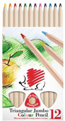 ICO Színes ceruza ICO Süni háromszögletű vastag natúr fa 12 darabos