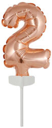 Számok Színes Rose Gold 2-es szám fólia lufi tortára 13 cm (DPA9912696)