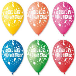  Léggömb, 30 cm, "Happy Birthday", lufis (11-PRINTHBLUFI)