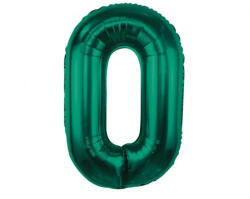  Zöld B&C Bottle Green 0-ás szám fólia lufi 85 cm (MLG190137)