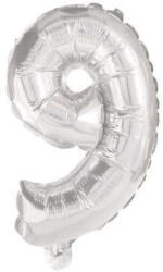 Számok Mini 9-es szám Silver Fólia lufi 35 cm (PNN89806)