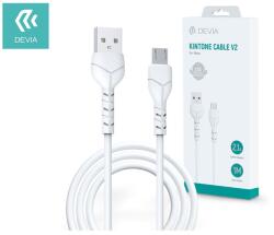 DEVIA Kintone Cable V2 Series 10W USB/microUSB adat-és töltőkábel 1m - fehér - coolmobile