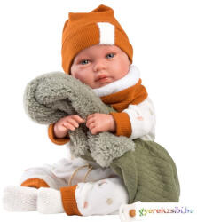 Llorens : Talo Sonrisas 42cm-es kacagó újszülött baba kapucnis kabátban