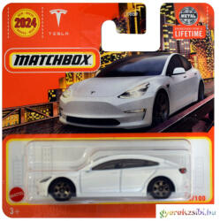 Mattel : Tesla Model 3 fehér kisautó 1/64 - Mattel
