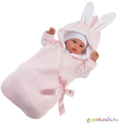 Llorens : Újszülött síró lány baba nyuszis pólyával 36cm-es