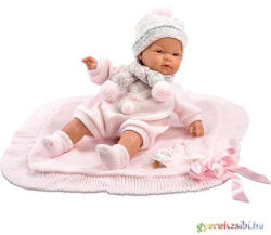  Újszülött lány baba takaróval és cumival 38cm