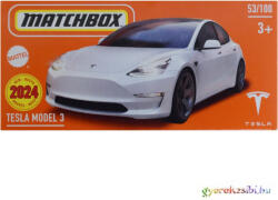 Mattel : Tesla Model 3 fehér kisautó papírdobozban 1/64 - Mattel