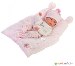 Llorens : Bimba újszülött lány baba párnával, kötött sapkával 35cm
