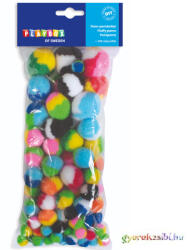 Playbox : Színes 100 db-os pompon szett többféle méretben