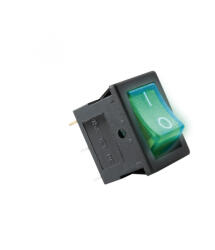 Somogyi Elektronic AKV 02 világítós billenőkapcsoló, 1 áramkör - 2 állás, 12 V, zöld, szögletes