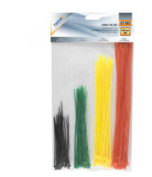 Somogyi Elektronic CT SET kábelkötegelő szett, 4 szín, 4 méret, 1, 9 x 100 mm, 2, 0 x 150 mm, 2, 5 x 200 mm, 3, 6 x 250 mm, 100 db - koronaphone