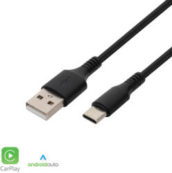 Somogyi Elektronic USBAC1 töltőkábel, USB-A / USB-C, 2.1A, 1m, szövött, fekete - koronaphone