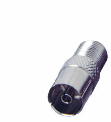 Somogyi Elektronic FF 19 csatlakozó átalakító, koax aljzat-F aljzat, fém, csavarható, egyenes kivitel