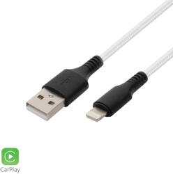 Somogyi Elektronic USBAL1 töltőkábel, USB A / Lightning, 2.1A, 1m, szövött, fehér - koronaphone