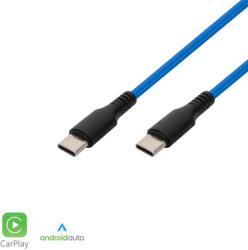 Somogyi Elektronic USBCC1 töltőkábel, USB-C / USB-C, 2.1A, 1m, szövött, kék - koronaphone