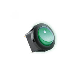 Somogyi Elektronic AKV 12 világítós billenőkapcsoló, 1 áramkör - 2 állás, 12 V, zöld, kerek
