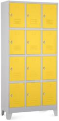 Rauman Dulap metalic - 12 cutii, 90 x 40 x 195 cm, picioare fixe, încuietoare pentru lacăt, galben - ral 1023