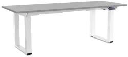Rauman Masă înălțime reglabilă OfficeTech Strong 200 x 80 cm, picioare albe, gri deschis