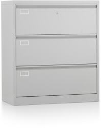 Rauman Dosar metalic cu două rânduri A4 - 3 sertare, 90 x 45 x 102 cm, încuietoare cilindru, gri - ral 7035 (LC03) Dulap arhivare