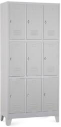 Rauman Dulap metalic - 9 cutii, 90 x 45 x 195 cm, picioare fixe, încuietoare pentru lacăt, gri deschis - ral 7035