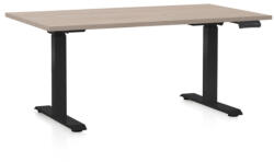 Rauman Masa inaltime reglabila OfficeTech D, 140 x 80 cm, bază neagră, stejar