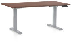 Rauman Masa inaltime reglabila OfficeTech D, 140 x 80 cm, bază gri, nuca