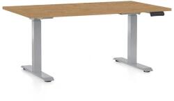 Rauman Masă înălțime reglabilă OfficeTech D, 140 x 80 cm, picioare gri, stejar piatra