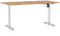 Rauman Masă înălțime reglabilă OfficeTech A, 160 x 80 cm, picioare albe, stejar kraft