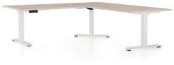 Rauman Masa inaltime reglabila OfficeTech Angle, 180 x 200 cm, bază albă, stejar